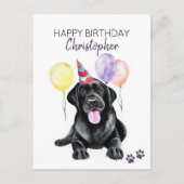 Zwarte labrador hond gepersonaliseerd gelukkig ver briefkaart (Voorkant)