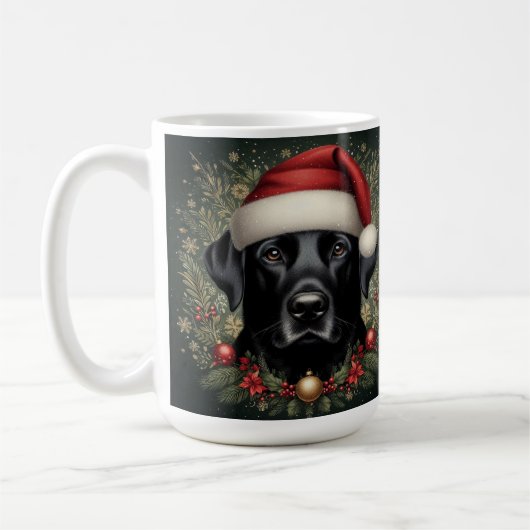 Zwarte labrador hond in Santa Hat Koffiemok (Links)