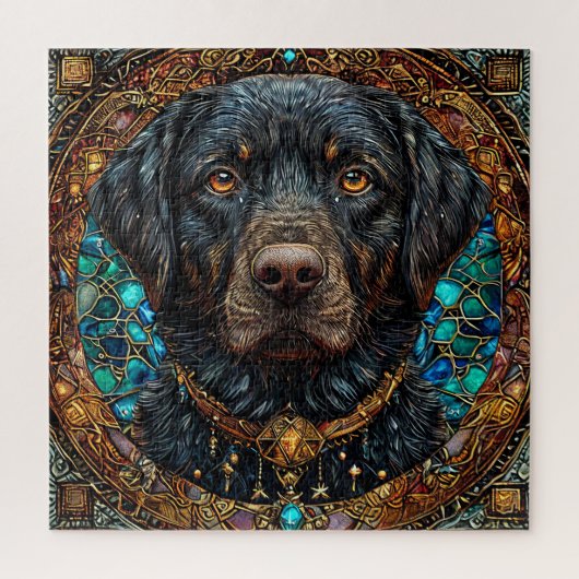 Zwarte labrador hond legpuzzel (Verticaal)