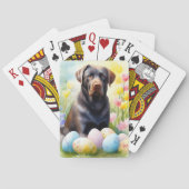 Zwarte labrador hond met paaseieren vakantie pokerkaarten (Achterkant)
