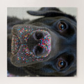 Zwarte Labrador Hond Met Spikkels Legpuzzel (Horizontaal)
