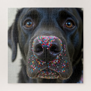 Zwarte Labrador Hond Met Spikkels Legpuzzel