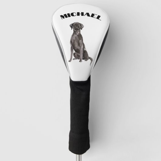 Zwarte Labrador hond persoonlijk Golfheadcover (Voorkant)
