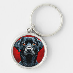 Zwarte labrador hond sleutelhanger