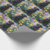 Zwarte Labrador Hond Spring Bloemen Schilderen Cadeaupapier (Hoek)