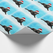 Zwarte Labrador Hond Zittend in Sneeuw Kerstmis Cadeaupapier (Hoek)