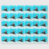 Zwarte Labrador Hond Zittend in Sneeuw Kerstmis Cadeaupapier (Vlak)