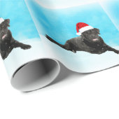 Zwarte Labrador Hond Zittend in Sneeuw Kerstmis Cadeaupapier (Rol Hoek)