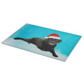 Zwarte Labrador Hond Zittend in Sneeuw Kerstmis Snijplank (Hoek)