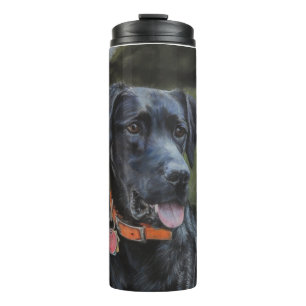 Zwarte labrador-hondenrobot thermosbeker
