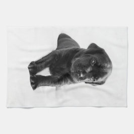 Zwarte labrador hondpuppy theedoek