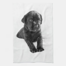 Zwarte labrador hondpuppy theedoek