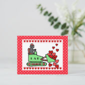 Zwarte labrador houdt je hart tegen briefkaart (Staand voorkant)