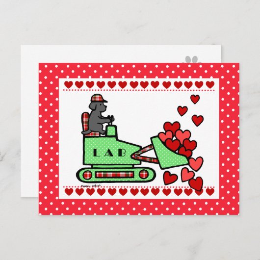 Zwarte labrador houdt je hart tegen briefkaart (Voorkant / Achterkant)