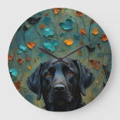 Zwarte labrador in bladeren grote klok (Voorkant)