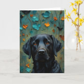 Zwarte labrador in bladeren kaart (Gele Bloem)