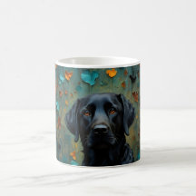 Zwarte labrador in bladeren
