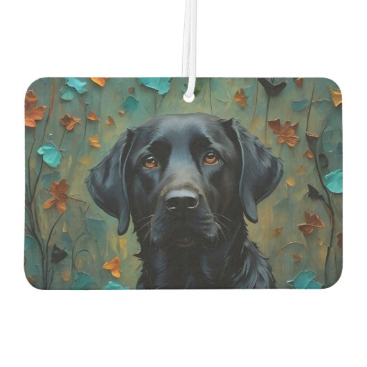 Zwarte labrador in bladeren luchtverfrisser (Achterkant)