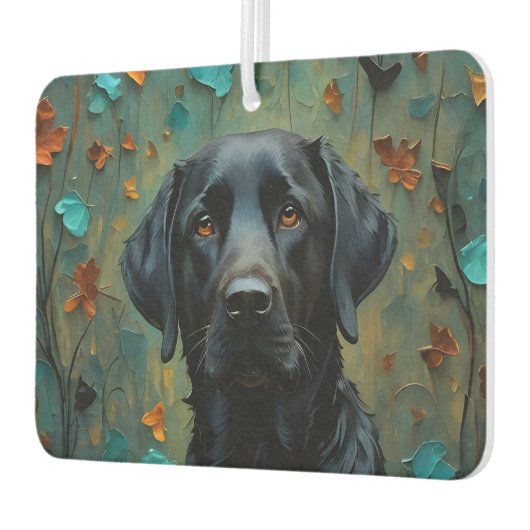 Zwarte labrador in bladeren luchtverfrisser (Links)