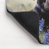 Zwarte Labrador in Bluebonnets Muismat (Hoek)