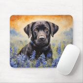 Zwarte Labrador in Bluebonnets Muismat (Met muis)