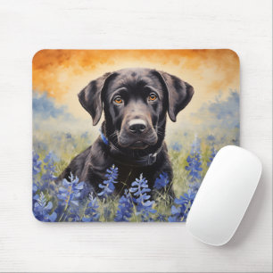 Zwarte Labrador in Bluebonnets Muismat