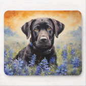 Zwarte Labrador in Bluebonnets Muismat (Voorkant)