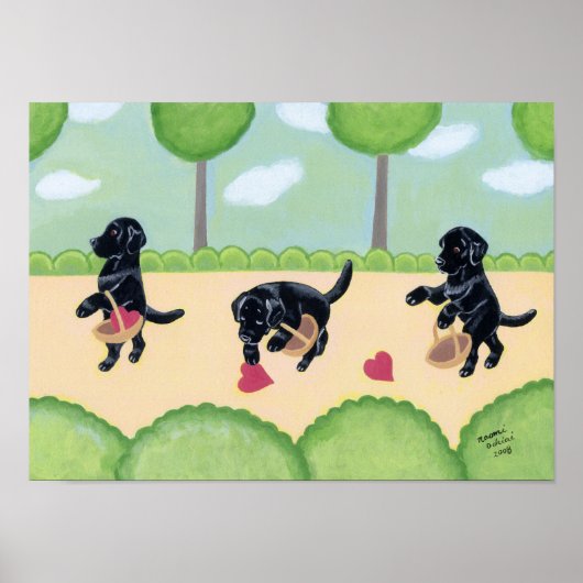 Zwarte labrador in de bosbouw poster (Voorkant)
