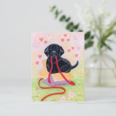 Zwarte labrador in de doos Schilderen Briefkaart (Staand voorkant)