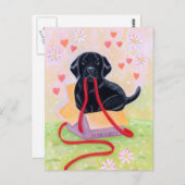 Zwarte labrador in de doos Schilderen Briefkaart (Voorkant / Achterkant)