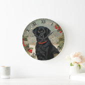 Zwarte labrador in de winter grote klok (Huis)