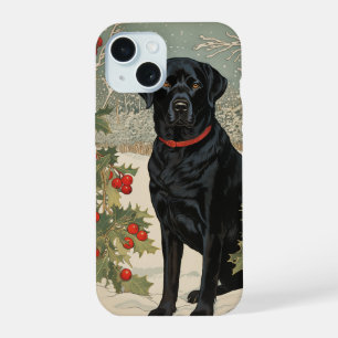 Zwarte labrador in de winter iPhone 15 case