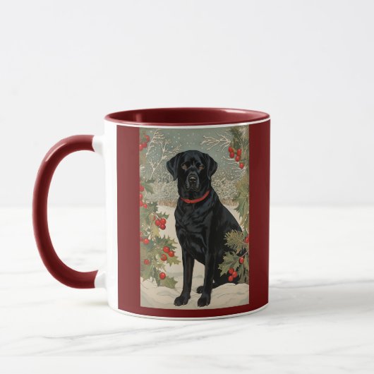 Zwarte labrador in de winter mok (Links)
