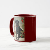 Zwarte labrador in de winter mok (Voorkant links)