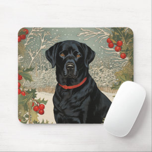 Zwarte labrador in de winter muismat