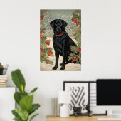 Zwarte labrador in de winter poster (Thuiskantoor)