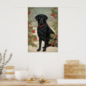 Zwarte labrador in de winter poster (Keuken)
