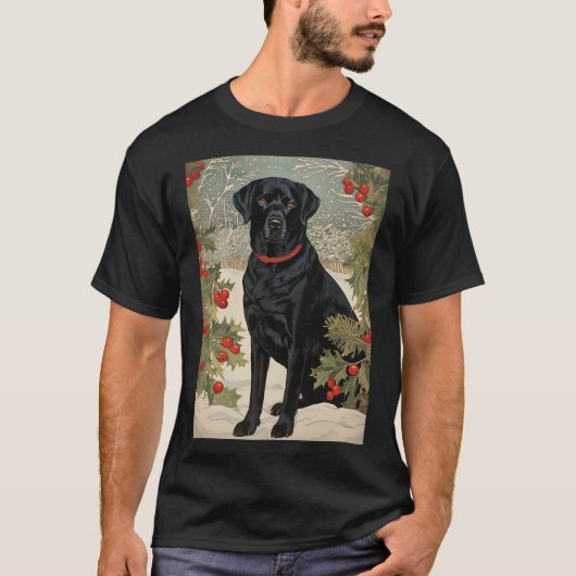 Zwarte labrador in de winter t-shirt (Voorkant)