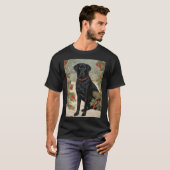 Zwarte labrador in de winter t-shirt (Voorkant volledig)