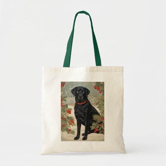 Zwarte labrador in de winter tote bag (Voorkant)