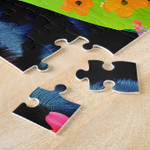 Zwarte labrador in een bloementveld legpuzzel (Zijkant)