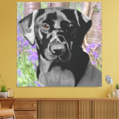 Zwarte labrador in een Bluebell Wood Canvas Afdruk (Insitu (Woonkamer))