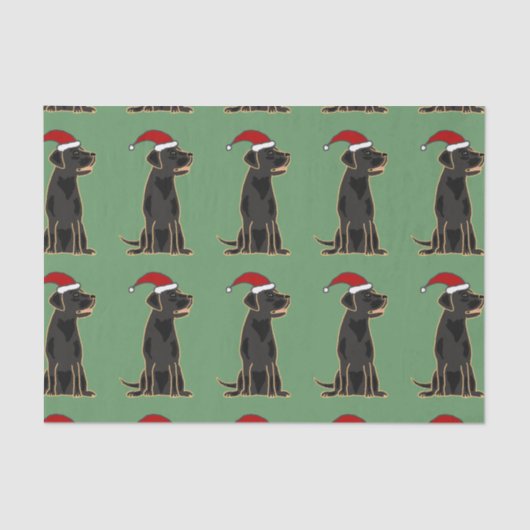 Zwarte labrador in kerstcadeaupapier voor kerstcad tissuepapier (Voorkant)