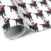 Zwarte labrador in Kerstmis in Santa Hat Cadeaupapier (Rol Hoek)