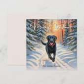 Zwarte Labrador In Sneeuw Kerstmis Prettig Kerstfe Feestdagenkaart (Voorkant / Achterkant)