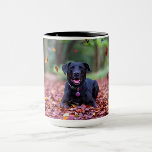 Zwarte labrador in valleien mok (Midden)