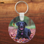 Zwarte labrador in valleien sleutelhanger (Voorkant)