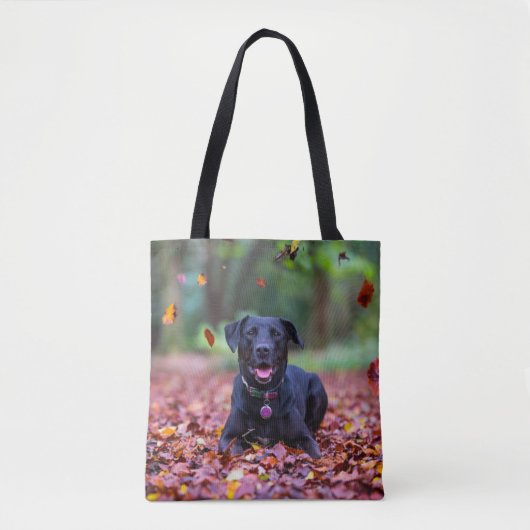Zwarte labrador in valleien tote bag (Voorkant)