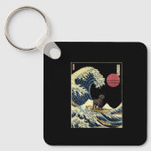Zwarte Labrador Japanse Kanagawa Golf Shirt Funny  Sleutelhanger (Voorkant)