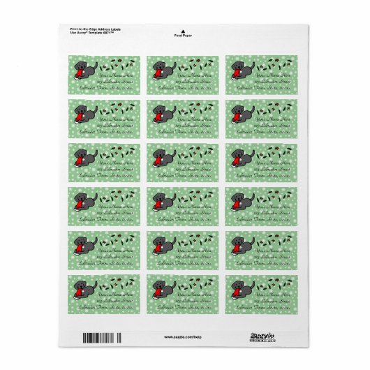 Zwarte Labrador Kerst Cartoon Etiket (Full Sheet)